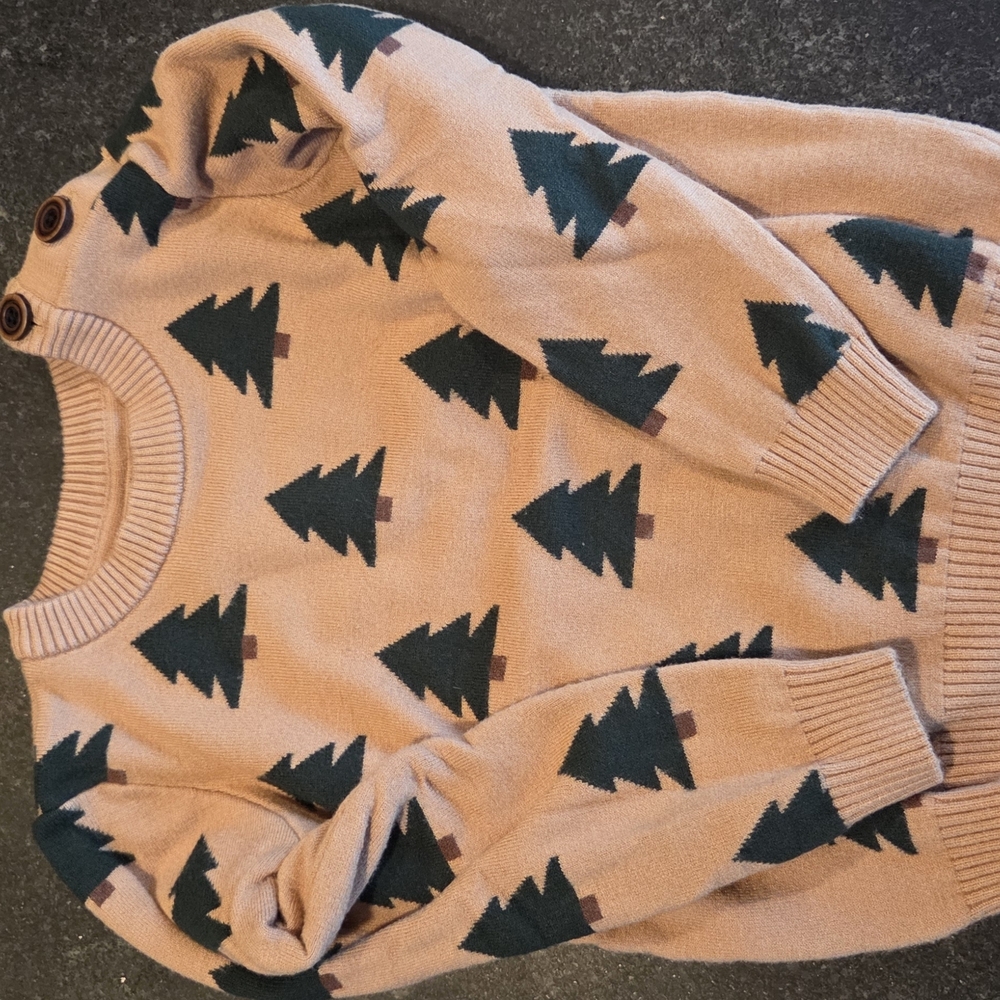 Gymboree Pink Knit Sweater with Green Tree Motif